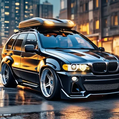 Обвес BMW X5 E53 в стиле 4.8is , накладки на бампера, расширители арок,  юбки Hamann, тюнинг x5 e53