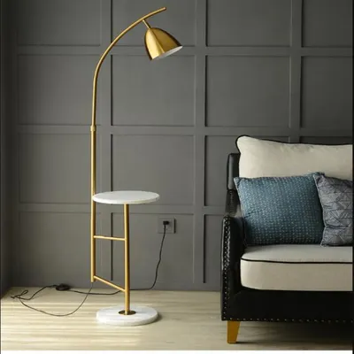Скандинавский напольный светильник для гостиной, дивана, спальни,  прикроватный Золотой журнальный столик, полка, торшер | AliExpress