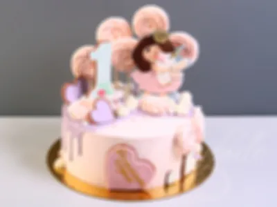 Торт 1 годик с глазурованными цветами