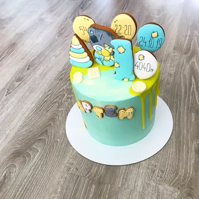 Торт 1 годик в ретро-стиле