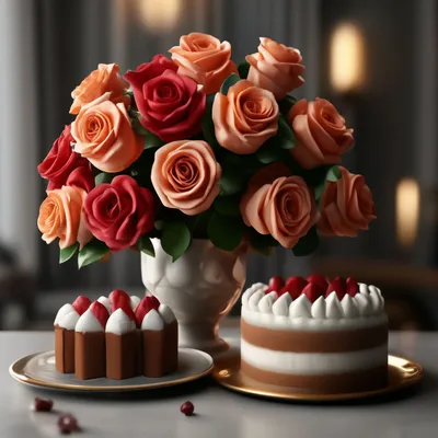 3D Торт букет роз №2725 купить по выгодной цене с доставкой по Москве.  Интернет-магазин Московский Пекарь