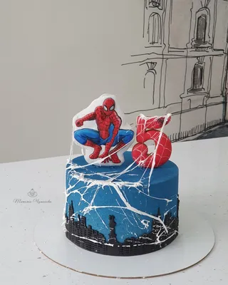 Изображение торта человек паук на фон для дизайна