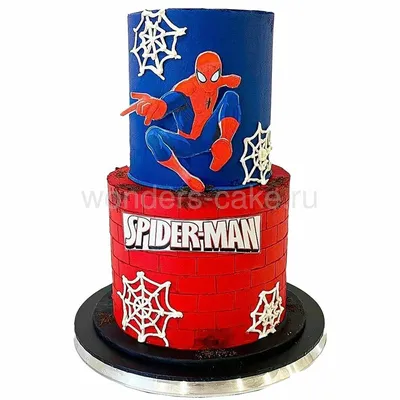 Изображение торта человек паук на фон для использования в фотомонтаже