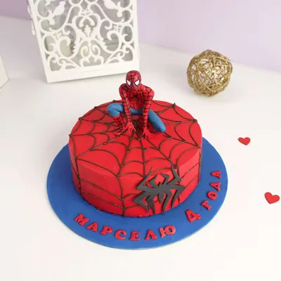 Изображение торта человек паук на задний план