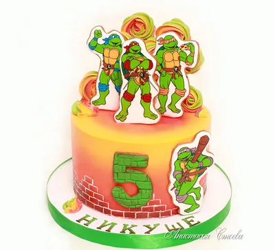 торт черепашки ниндзя | Cakes for boys, Ninja turtle party, Cake frosting