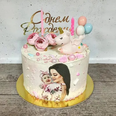 Изображение торта для мамы и дочки - нежная розовая композиция