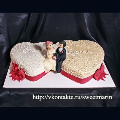 Торт Свадебный Два сердца на заказ в Днепре - Cake Studio Nonpareil.ua