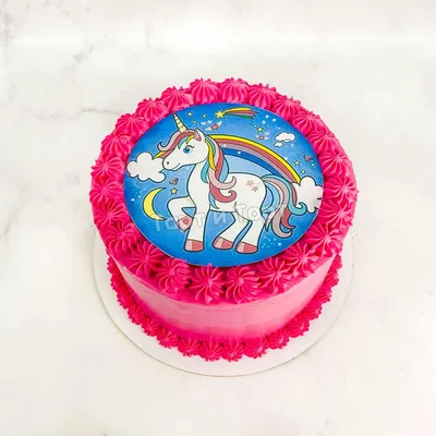 Радужный торт с единорогом - в формате jpg