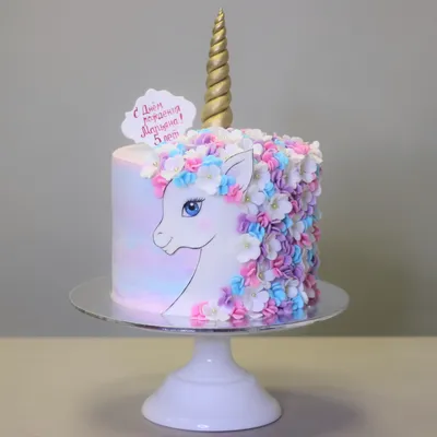 Милый торт с единорогом для девочки - jpg формат для скачивания