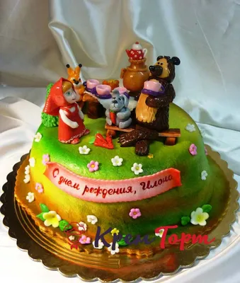 Красивый торт Маша и Медведь в формате webp для создания фонов
