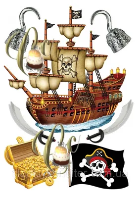 Пиратский торт большой корабль №130025 заказать с доставкой