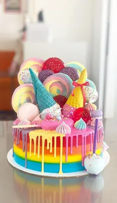 Радужный торт с кремом в домашних условиях рецепт фото пошагово и видео -  1000.menu
