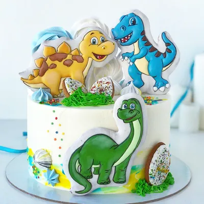 Торт с динозаврами 4 года | Торт с динозавром, Динозавр, Вечеринка на тему  динозавров