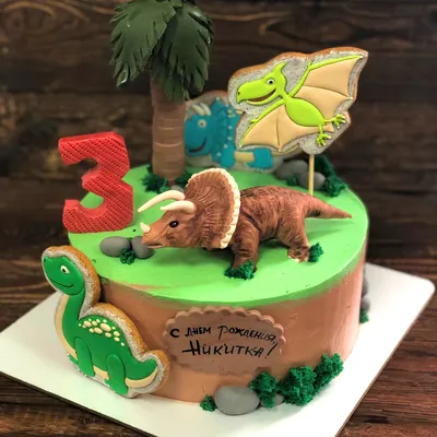 Скачать фото торта с динозаврами в формате webp