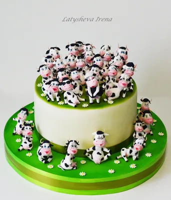 Торт \"33 коровы\" #latyshevairena | Торт с собакой, Торт с поросятами,  Детский торт