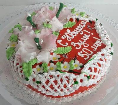 Тортик с лилиями и розами(крем БЗК). /Cake with Lilies and Roses(protein  custard). - YouTube