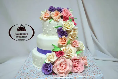 Свадебный торт без мастики Цветы для невесты