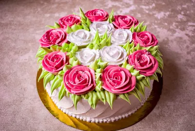 Торт с цветами из крема фотографии