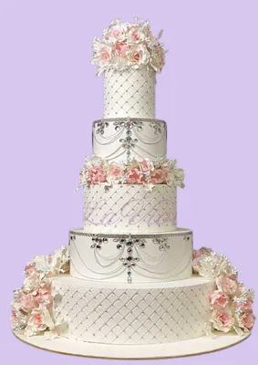 Торт \"Свадебный белый торт с цветами\" № 7969 на заказ в Санкт-Петербурге