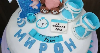 Торт для мальчика на годик с фотопечатью