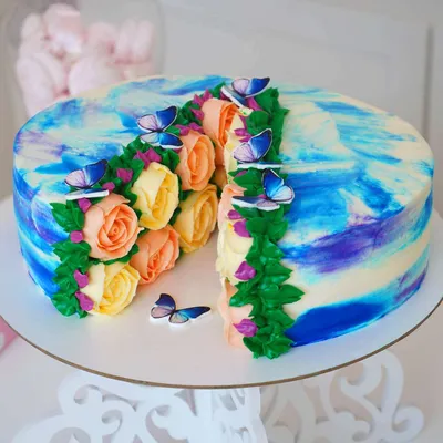 Фото весеннего торта с возможностью выбора размера