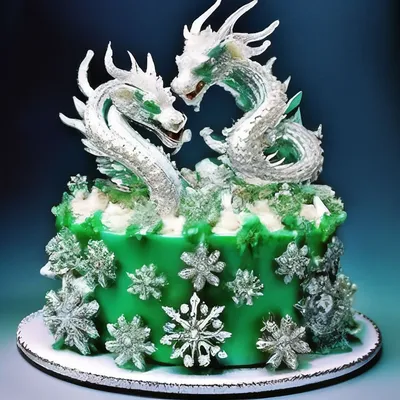 Двухярусный торт с драконом 2024 - купить на заказ с фото в Москве