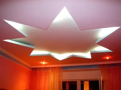 Дизайн потолка в зале из гипсокартона [91 фото]