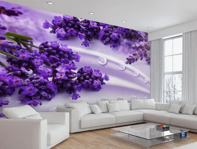 ᐉ Фотообои флизелиновые в зал Фиолетовая Лавандам 3D 100х100 см (4071)