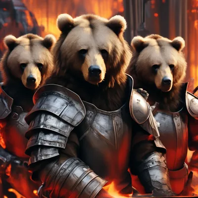 Три медведя стоят на фоне великолепных пейзажей – скачать бесплатно