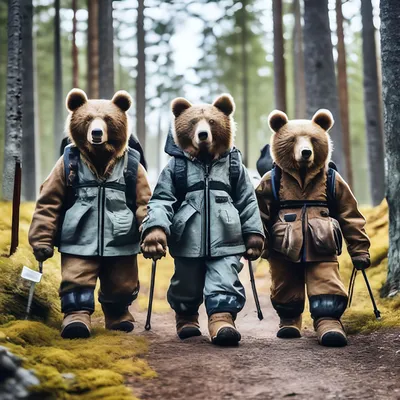 Изображения трех медведей на фоне величественных гор – доступны для загрузки