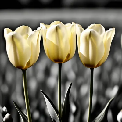 Цветы 3 тюльпана красные с белым. …» — создано в Шедевруме