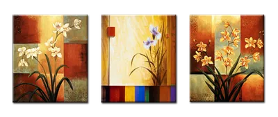 ᐉ Картина на холсте триптих Цветы солнечного цвета 66x40 см (807-32)