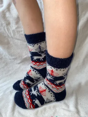 Купить мужские шерстяные носки ручной вязки \"Бабушкины\" темные в  интернет-магазине \"Теплая пара\" с доставкой по России