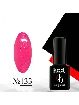 Kodi Professional Гель-лак Kodi №133, ярко-розовый цвет, с блестками, 7мл,  1шт