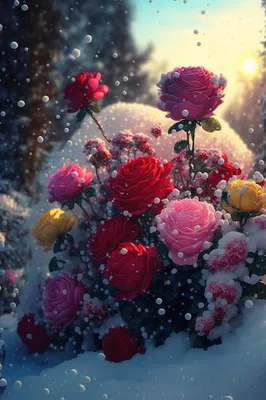 Белоснежная красота: фотография цветов на снегу в png