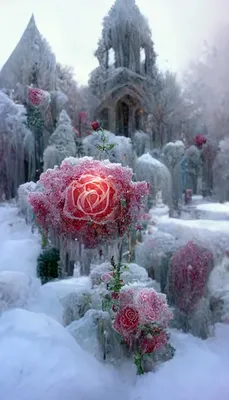 Зимний сон: фотография цветов, спящих под легким снегопадом