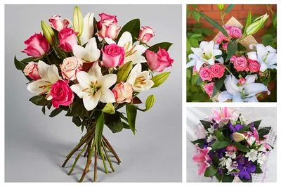 Букет из роз и лилии - Доставкой цветов в Москве! 7258 товаров! Цены от 487  руб. Цветы Тут