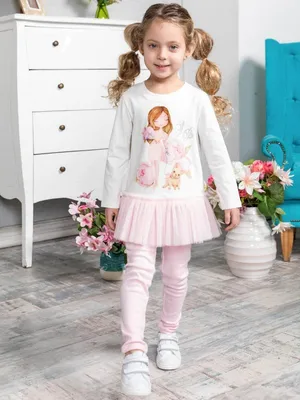 Комплект (туника, леггинсы) розовый с цветочным принтом для девочки  Z2-64-1008-3 купить в ZIRONKA.UA
