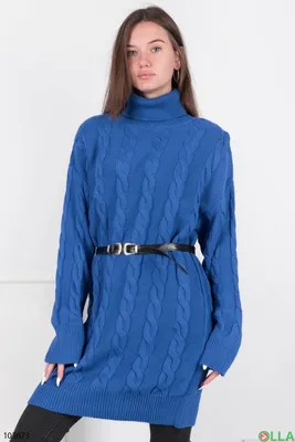 Женская зимняя синяя туника с поясом И-4609-1 - купить недорого в интернет  магазине \"OLLA\", Украина.
