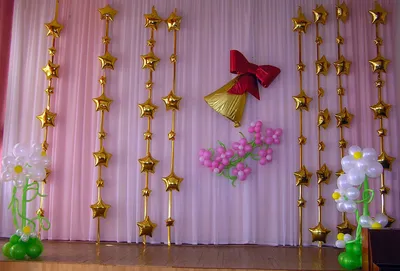 Оформление зала на выпускной Звездный фонтан ✓ Оформление школы воздушными  шарами недорого