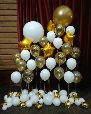 Оформление воздушными шарами Бело Золотое - купить по цене 12308.0 рублей ✓  Интернет магазин ШарикНаДом Москва