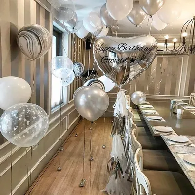 Оформление зала на юбилей воздушными шарами - как украсить зал к юбилею  шариками