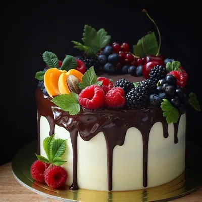 Фото торта с фруктами в стиле фотозаставки
