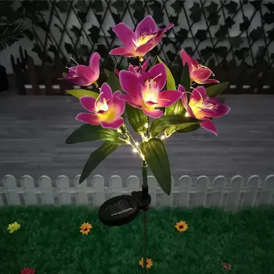 Светодиодная уличная водонепроницаемая солнечная наземная подключаемая  лампа, газонная имитация цветочной лампы, 7 головок, солнечная орхидея,  пейзажная лампа, украшение сада виллы – лучшие товары в онлайн-магазине  Джум Гик