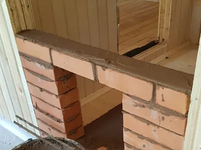 Установка банной печи Везувий Ураган в бане из бруса | Народный камин 8  (812) 605-85-05