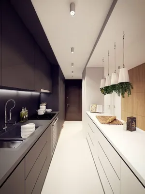 Дизайн узкой кухни в 2024 году: фото, стили, цвета, идеи интерьеров