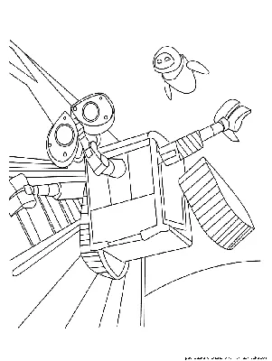 Раскраска Валли и Ева | Раскраски ВАЛЛ-И (Wall-e). Раскраски из мультфильма  ВАЛЛ-И (Wall-e)