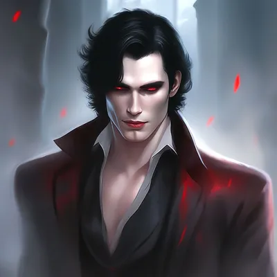 Красивый вампир мужчина с красными …» — создано в Шедевруме