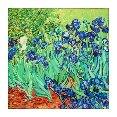 Скачать обои цветы, живопись, искусство, ирисы, синие, art, Ван Гог,  paintings, раздел живопись в разрешении 3200x1200