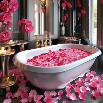 Девушка в ванне с лепестками розы Ванна здоровья с розами Стоковое  Изображение - изображение насчитывающей наслаждает, цветок: 115239481